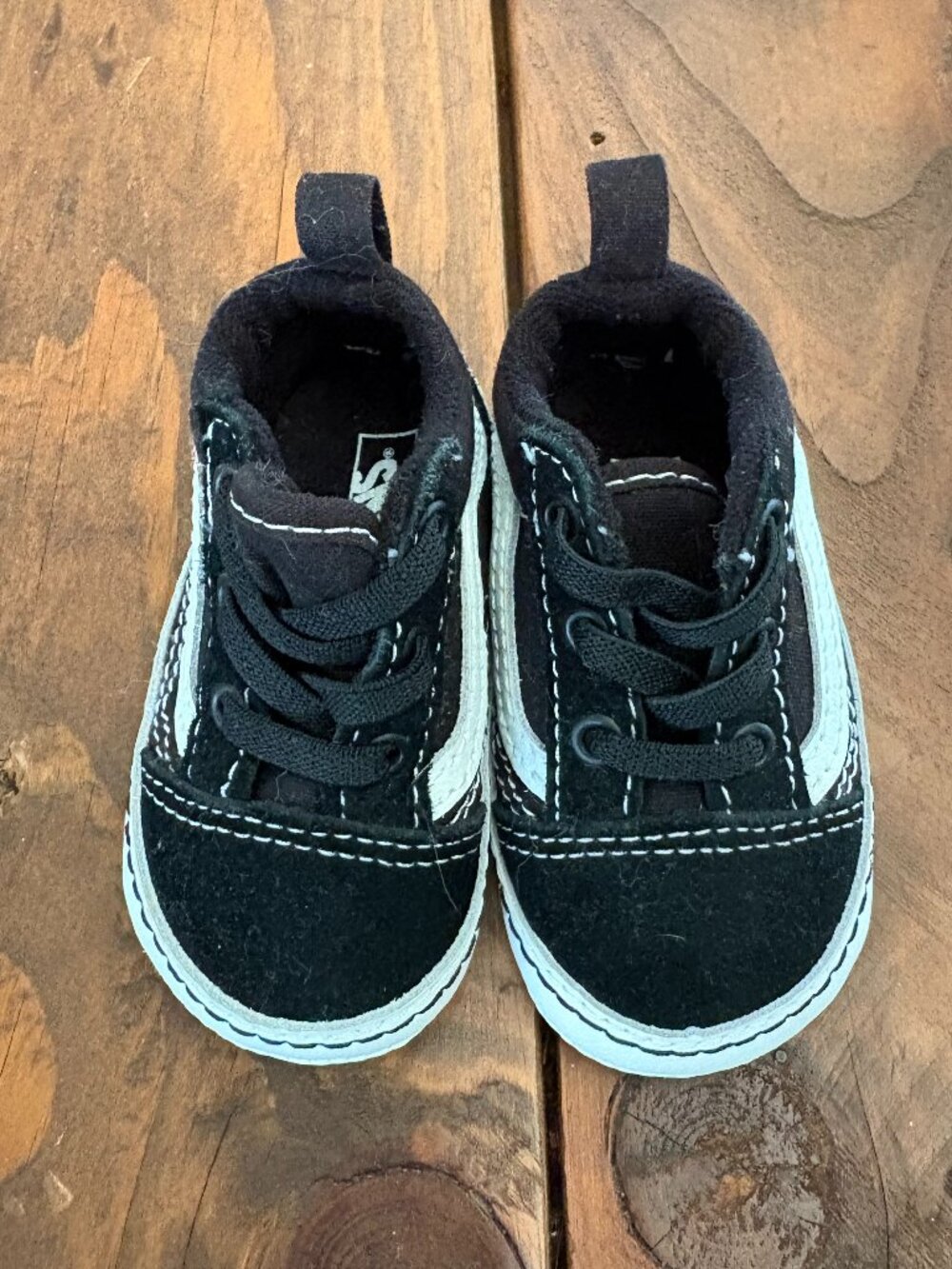 Vans Old Skool Crib Black White Baby Shoes Infant Size 3